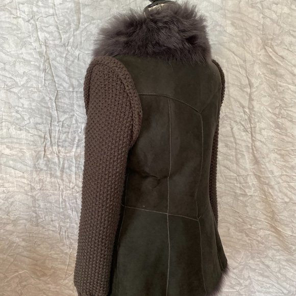 New Armando Diaz Stylish, Beautiful, Gray Genuine Toscana Lamb Shearling Jacket - Picture 5 of 9